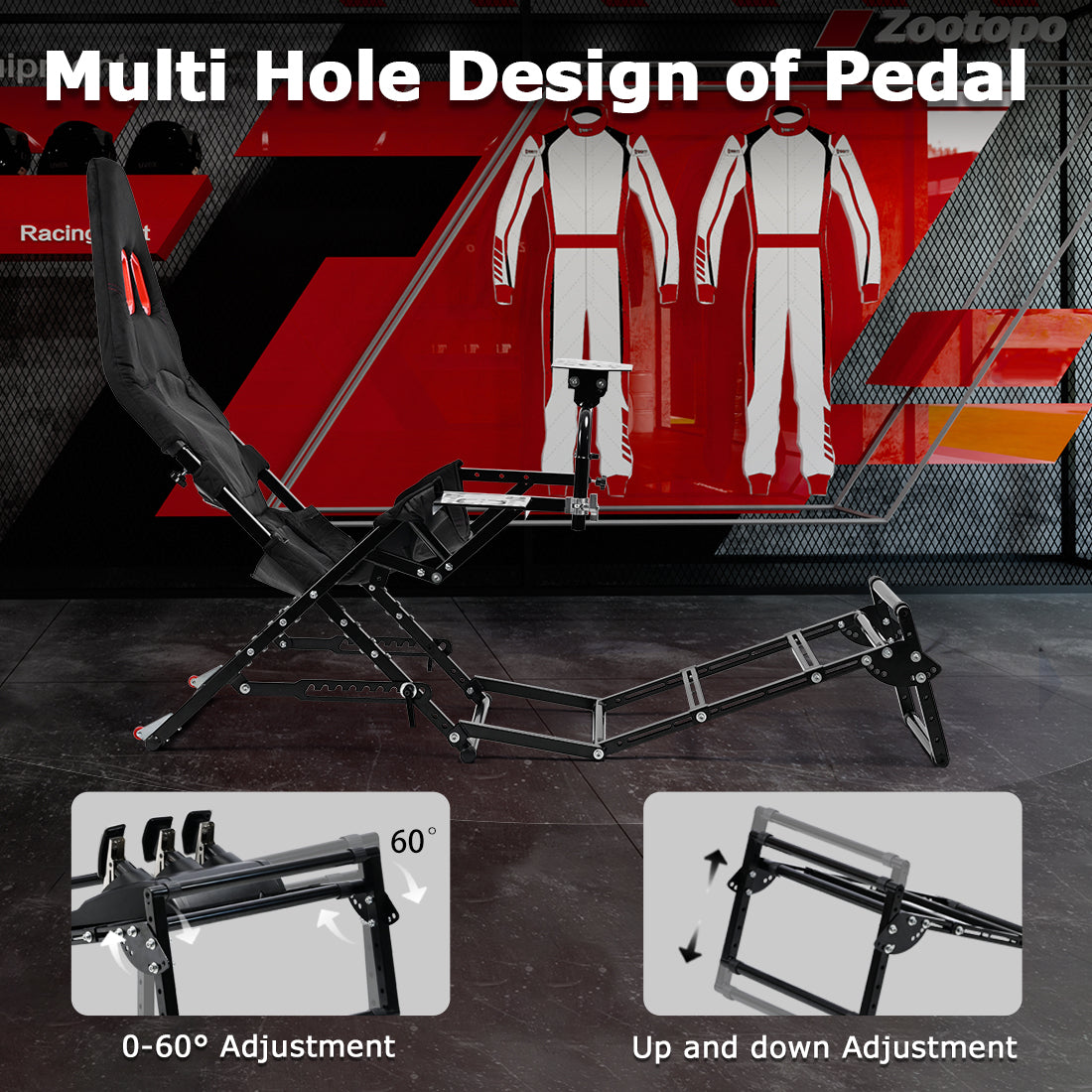 Zootopo Foldable X-Design Rig Racing Simulator Cockpit Frame  With Seat- Direct Drive Compatible Fit for Logitech/Thrustmaster/Fanatec G29 G920 G923 T248 T300 Not Included Wheel Shifter and Pedals