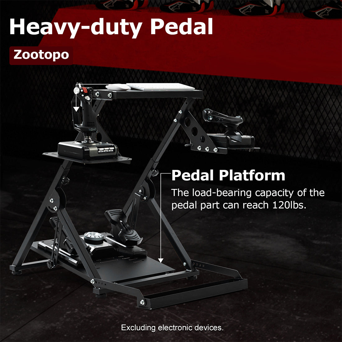 Zootopo Foldable Flight Simulation Cockpit with Fixed Slot Fit for Logitech/Thrustmaster/Hotas Warthog/Fanatec,  Adjustable Fight Sim Mount Pedals, Steering Wheel Not Included