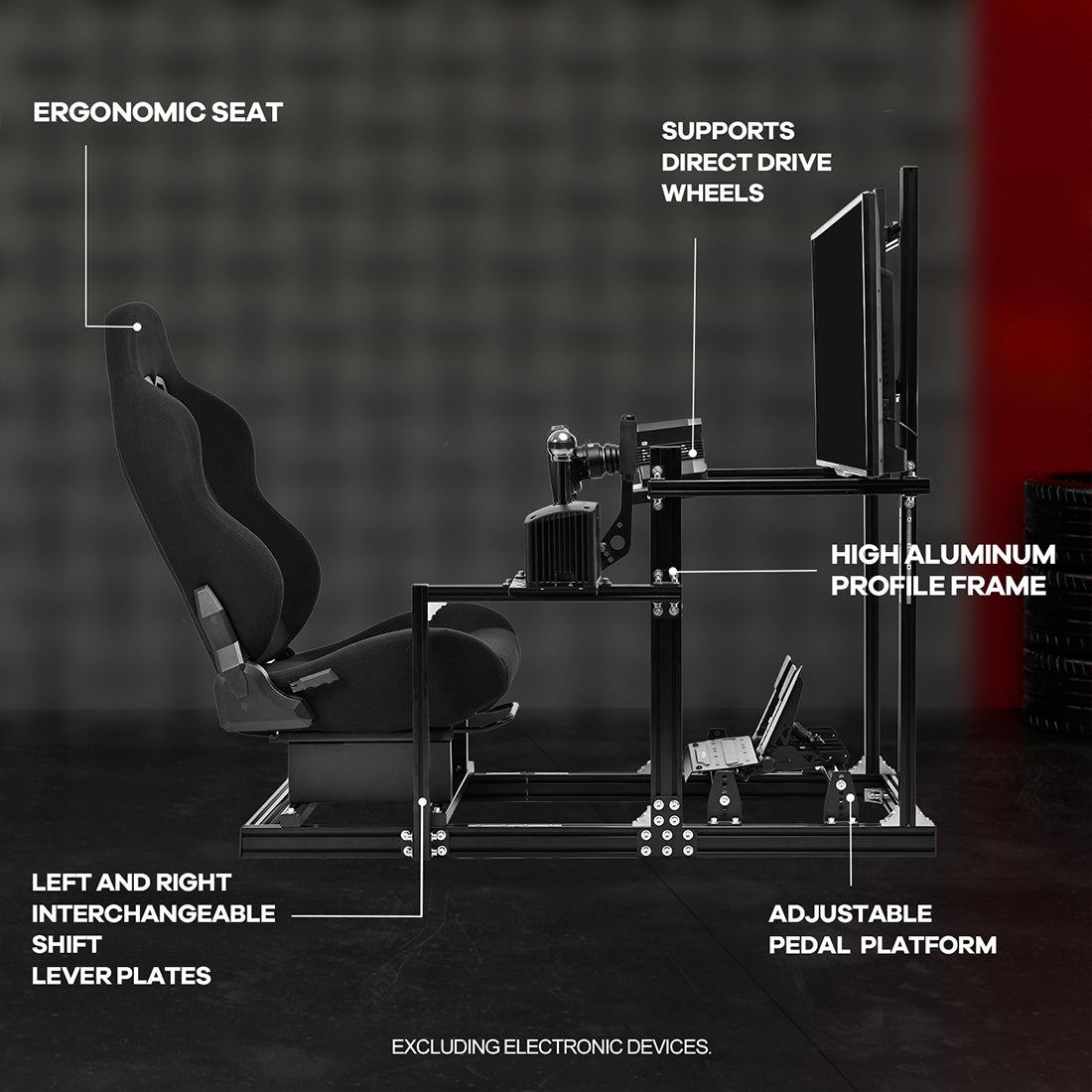 Zootopo 3060 Aluminum Profile Racing Simulator Cockpit with Monitor Mount, Fit for Thrustmaster/Fanatec/Logitech G29 , Adjustable Driving Simulator cockpit, Does Not Include Steering Wheel, Pedals, or Handbrake