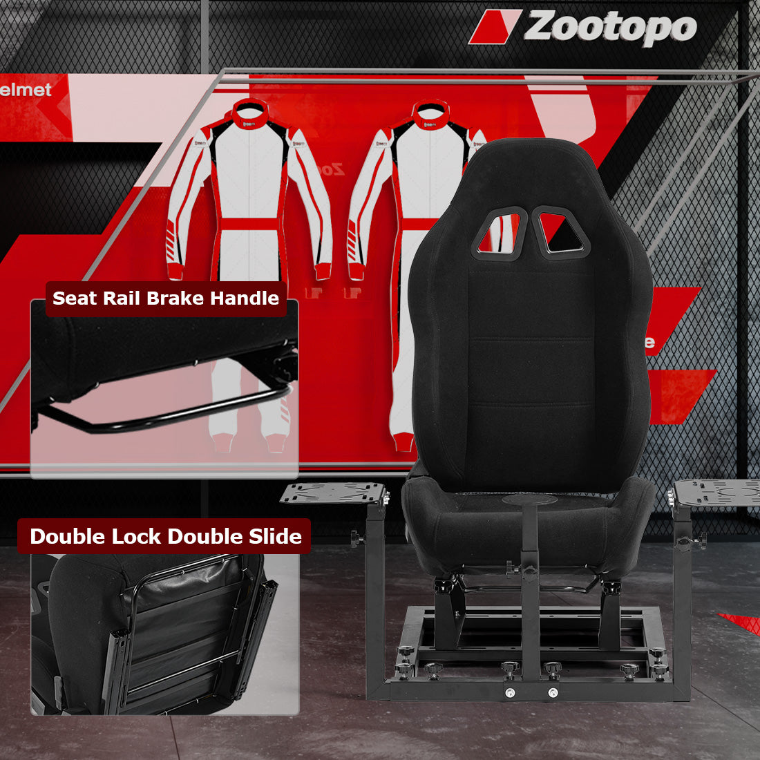 Zootopo Flight Simulator Cockpit with Black Seat Fit for Logitech X52 PRO,X56, Thrustmaster T16000M,HotasWarthing Flight Stick,Unlimited Adjustment,Not Include Steering Wheel,Pedals,Handbrake and Joystick