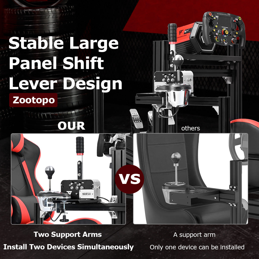 Zootopo 8040 Aluminum Profile Racing Sim Cockpit with Red Seat Fit Logitech G923 G920, Adjuatable Driving Simulator Cockpit Not Include Steering Wheel,Pedals,Handbrake