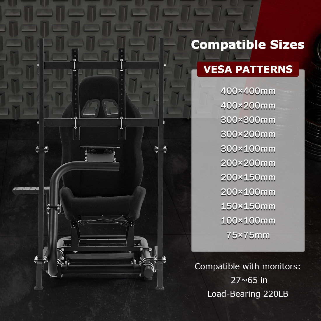 Zootopo Racing Cockpit with TV Stand &Black Seat Fit for Logitech,Thrustmaster,G25,G920,T500,Wheel Shifter Pedals Not Included
