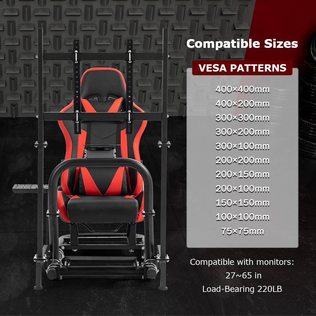 Zootopo Racing Cockpit with TV Stand & Red Seat Fit for Logitech, Thrustmaster,G27,G920,T500,Wheel Shifter Pedals Not Included