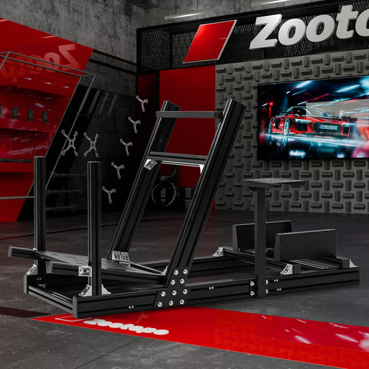 Zootopo 8040 Aluminum Profile Racing Simulaor Cockpit Fit for Logitech/Thrustmaster/Fanatec/Moza G920,G923 Professional&Expandability,F1 Trunk,No Seat,Handbrake,Pedals,Steering Wheel