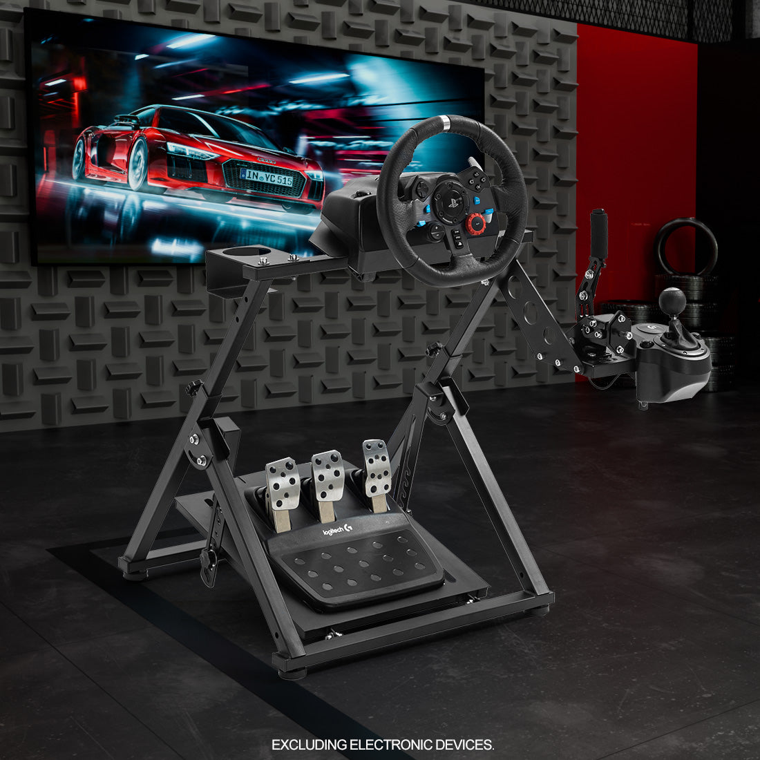 Zootopo Foldable Racing Wheel Stand Adjustable Sim Racing Cockpit Compatible with Logitech/ Thrustmaster/Fanatec/PXN/Moza R5 R9 G29 G920 G923 T248 T300RS GT T500 Sturdy Gaming Stand,Space-Saving Design , Wheel and Pedals Not Included