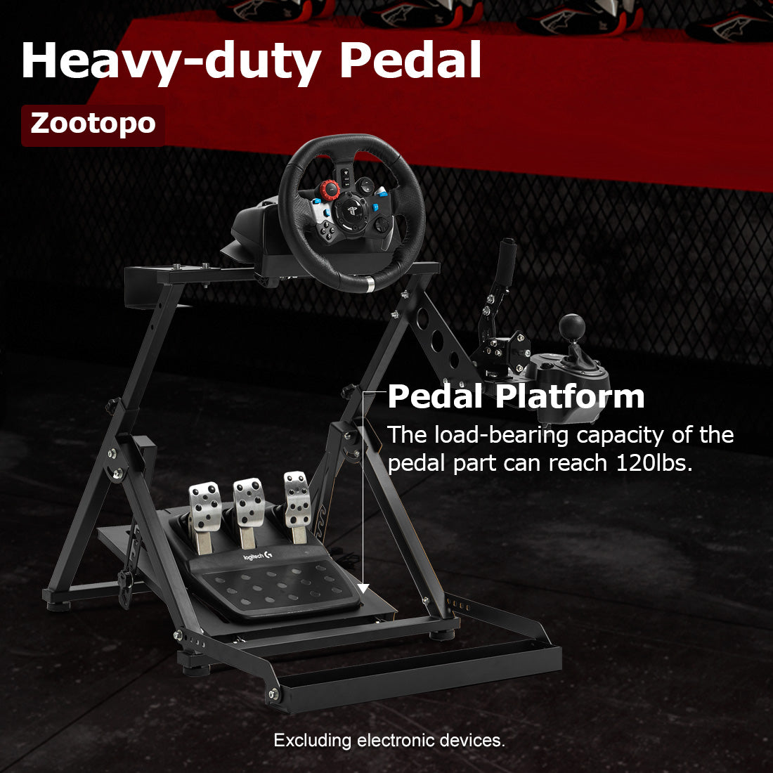 Zootopo Racing simulator Stand with Pulley Chair Fixing, Fit for Logitech G25 G27 G920/Fanatec/Thrustmaster, Adjustable Foldable Without Steering Wheel,Pedal and Handbrake