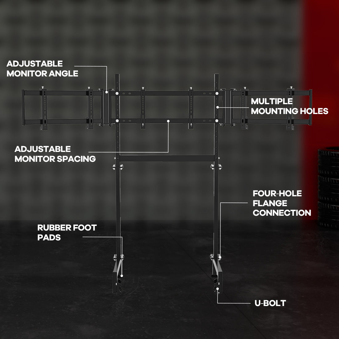 Zootopo Sim Racing Triple Monitor Stand for 24-32 Inch Display 3 Screens TV Mount Compatible with Round Tube Racing Sim Cockpit,Adjustable Height Width,NO Steering Wheel,Shift Lever,Pedals,TV,Seat and Cockpit