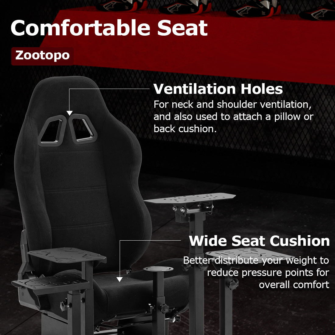 Zootopo Flight  Racing Simulator Cockpit Multi-Function Seat, Compatible with HOTAS Warthog, G Saitek, Logitech G920 G923, Thrustmaster T150, Xbox, PC ,without steering wheel, pedals, handbrake, throttle, joystick