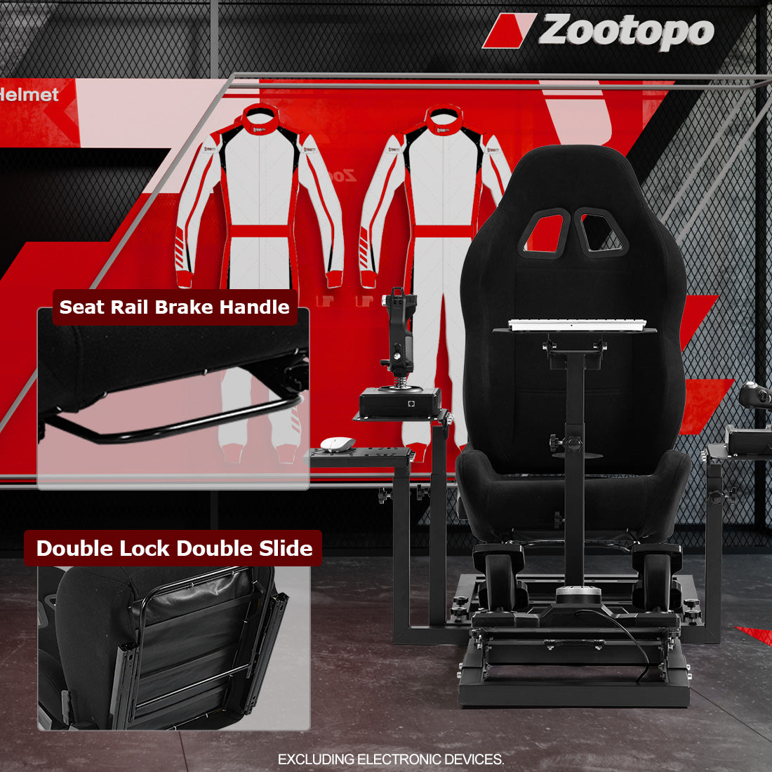 Zootopo Flight  Racing Simulator Cockpit Multi-Function Seat, Compatible with HOTAS Warthog, G Saitek, Logitech G920 G923, Thrustmaster T150, Xbox, PC ,without steering wheel, pedals, handbrake, throttle, joystick