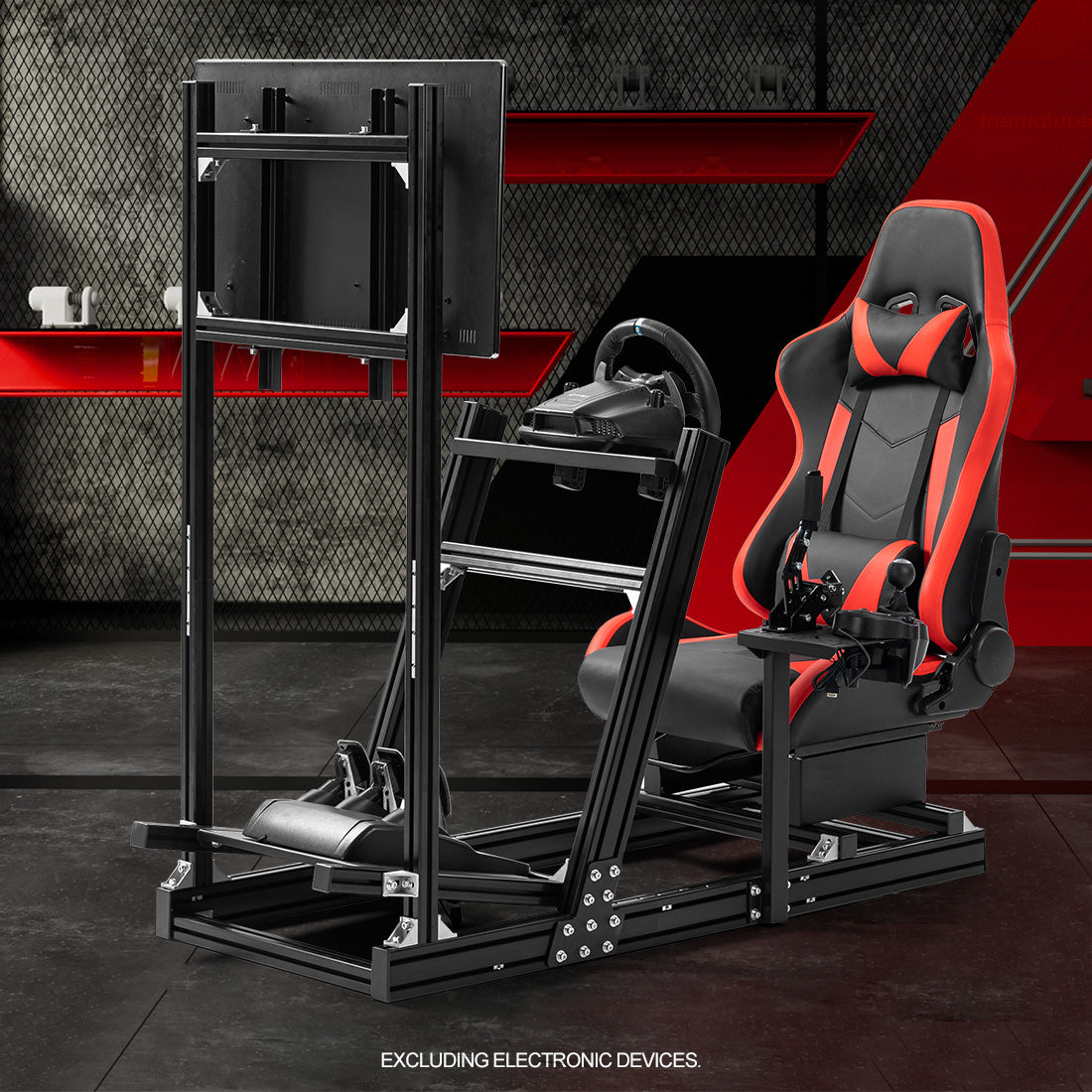 Zootopo 8040 Aluminum Profile Racing Simulaor Cockpit with Red Seat & Monitor Frame Fit for Logitech/Thrustmaster/Fanatec G920,G923&T80 Professional,F1 Trunk,No Handbrake,Pedals,Steering Wheel