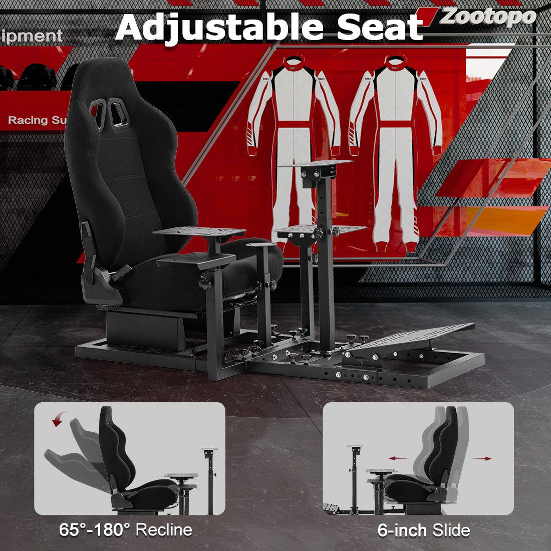 Zootopo Flight  Racing Simulator Cockpit Multi-Function Seat, Compatible with HOTAS Warthog, G Saitek, Logitech G920 G923, Thrustmaster T150, Xbox, PC ,without steering wheel, pedals, handbrake, throttle, joystick