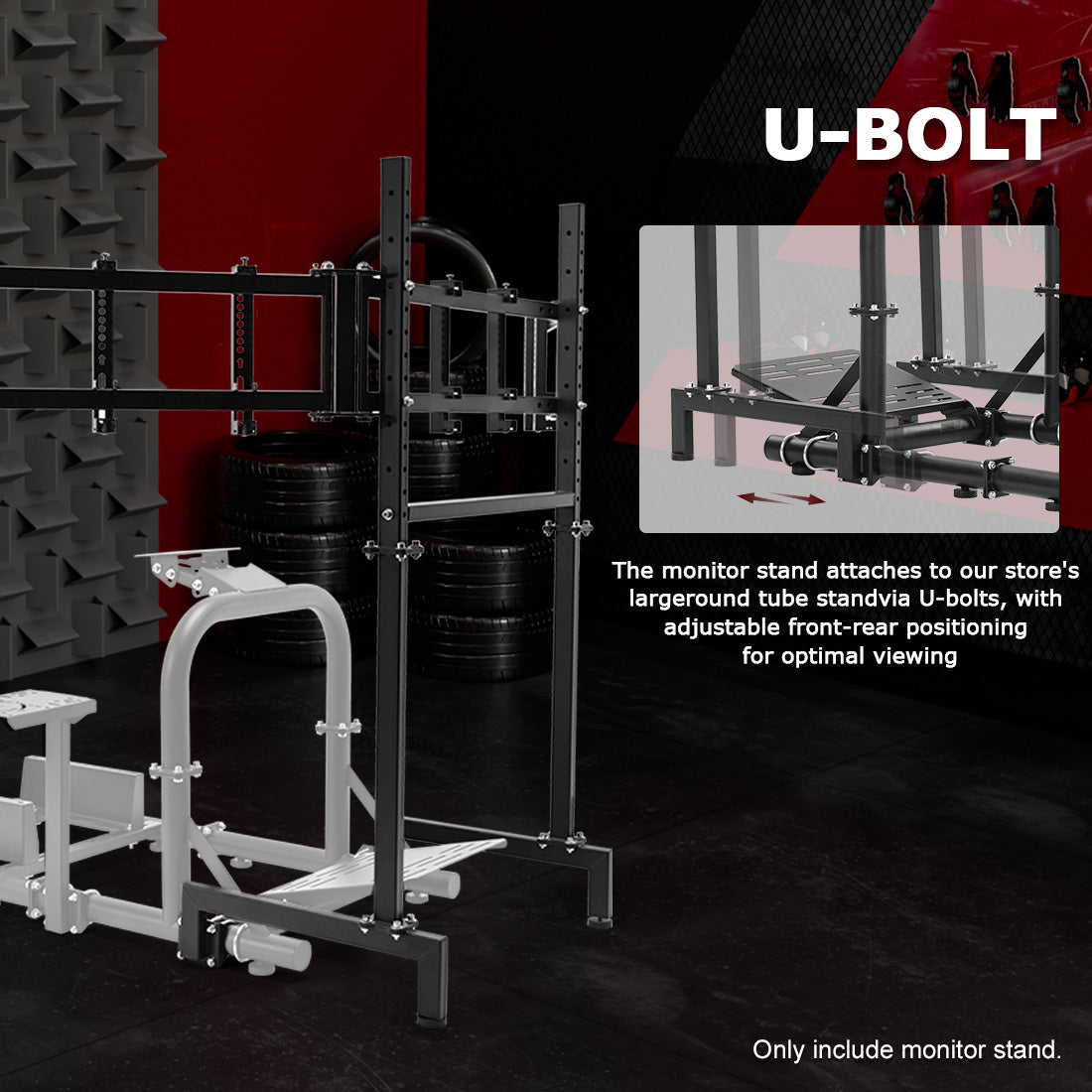 Zootopo Sim Racing Triple Monitor Stand for 24-32 Inch Display 3 Screens TV Mount Compatible with Round Tube Racing Sim Cockpit,Adjustable Height Width,NO Steering Wheel,Shift Lever,Pedals,TV,Seat and Cockpit