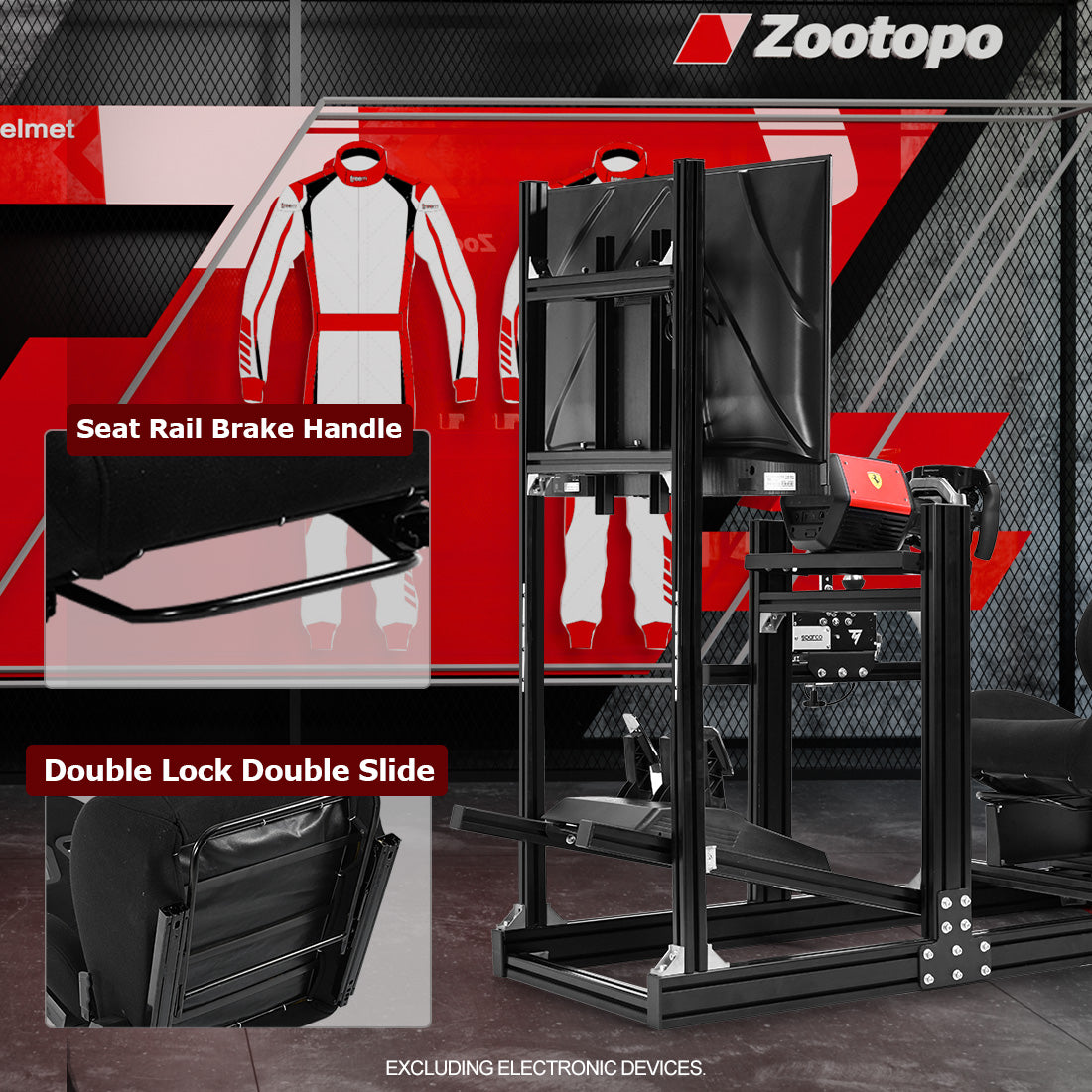 Zootopo 8040 Aluminum Profile Racing Sim Cockpit with Monitor Stand Fit Logitech G923 G920, Adjuatable Gaming Simulator Cockpit Not Include Steering Wheel,Pedals,Handbrake