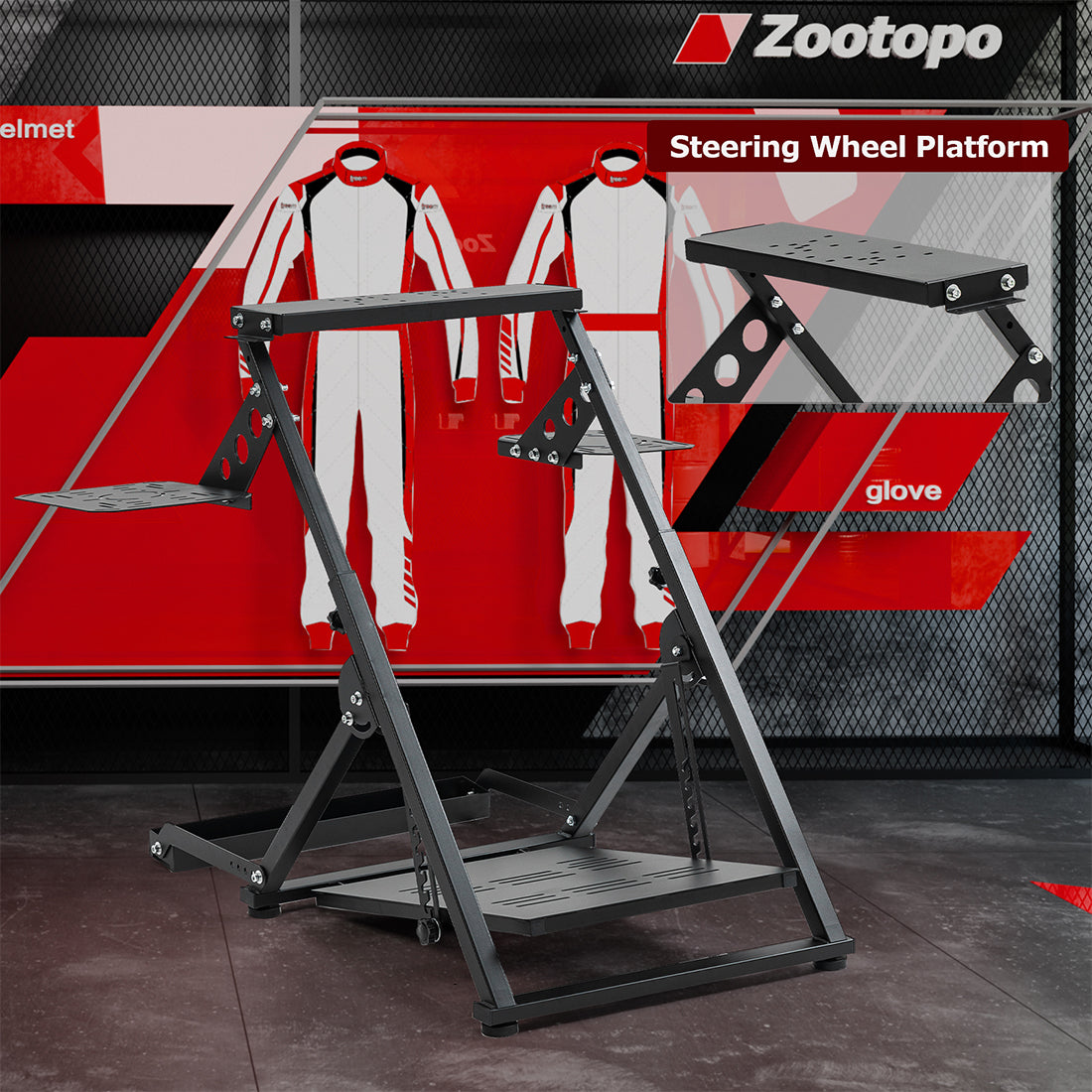 Zootopo Foldable Flight Simulation Cockpit with Fixed Slot Fit for Logitech/Thrustmaster/Hotas Warthog/Fanatec,  Adjustable Fight Sim Mount Pedals, Steering Wheel Not Included