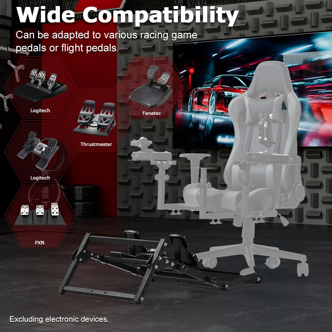 Zootopo Flight and Racing Wheel Stand Proprietary Accessories Fit for Chair Mount Compatible with Logitech/Thrustmaster/PXN/MOZA G27 G29 G920 G923 T248 T300RS GT R5,without Pedal