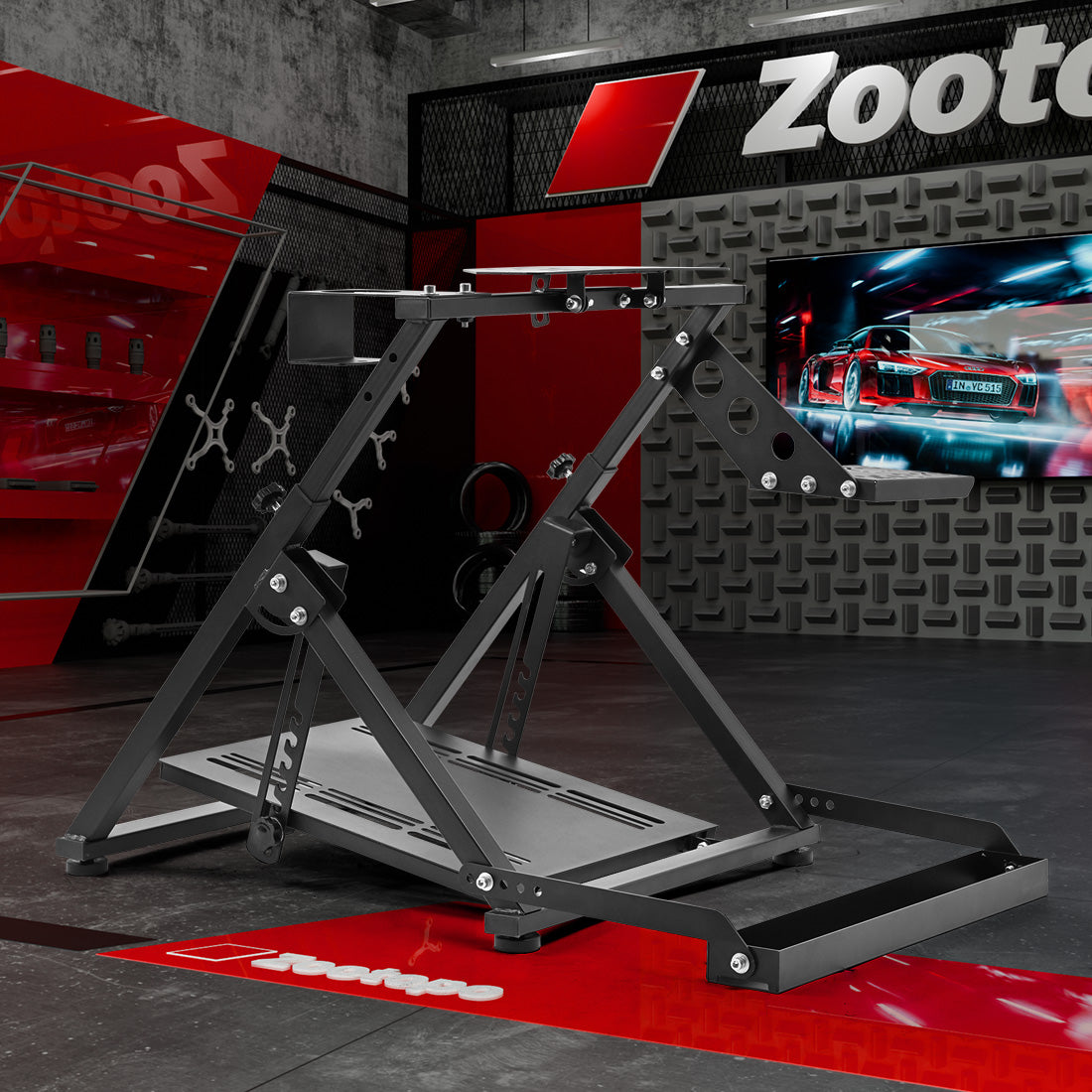 Zootopo Racing simulator Stand with Pulley Chair Fixing, Fit for Logitech G25 G27 G920/Fanatec/Thrustmaster, Adjustable Foldable Without Steering Wheel,Pedal and Handbrake