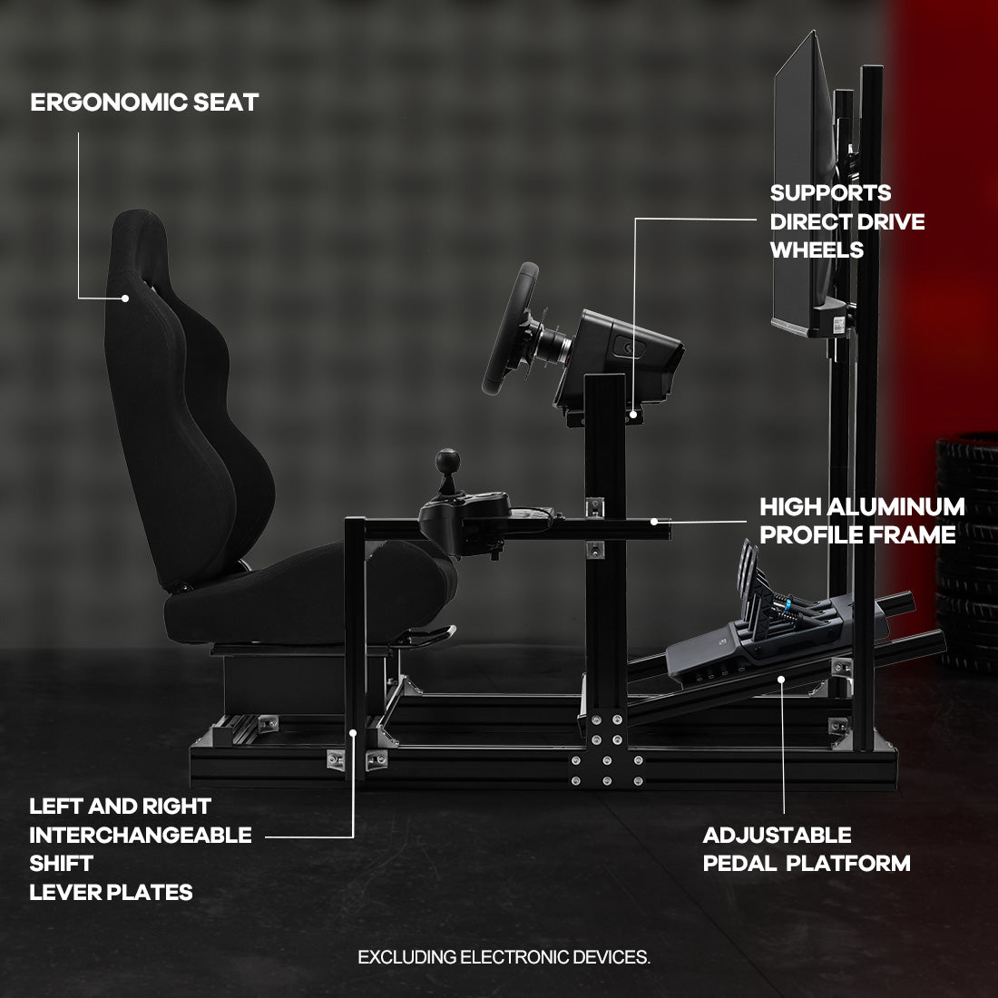 Zootopo 8040 Aluminum Profile Racing Sim Cockpit with Monitor Stand Fit Logitech G923 G920, Adjuatable Gaming Simulator Cockpit Not Include Steering Wheel,Pedals,Handbrake