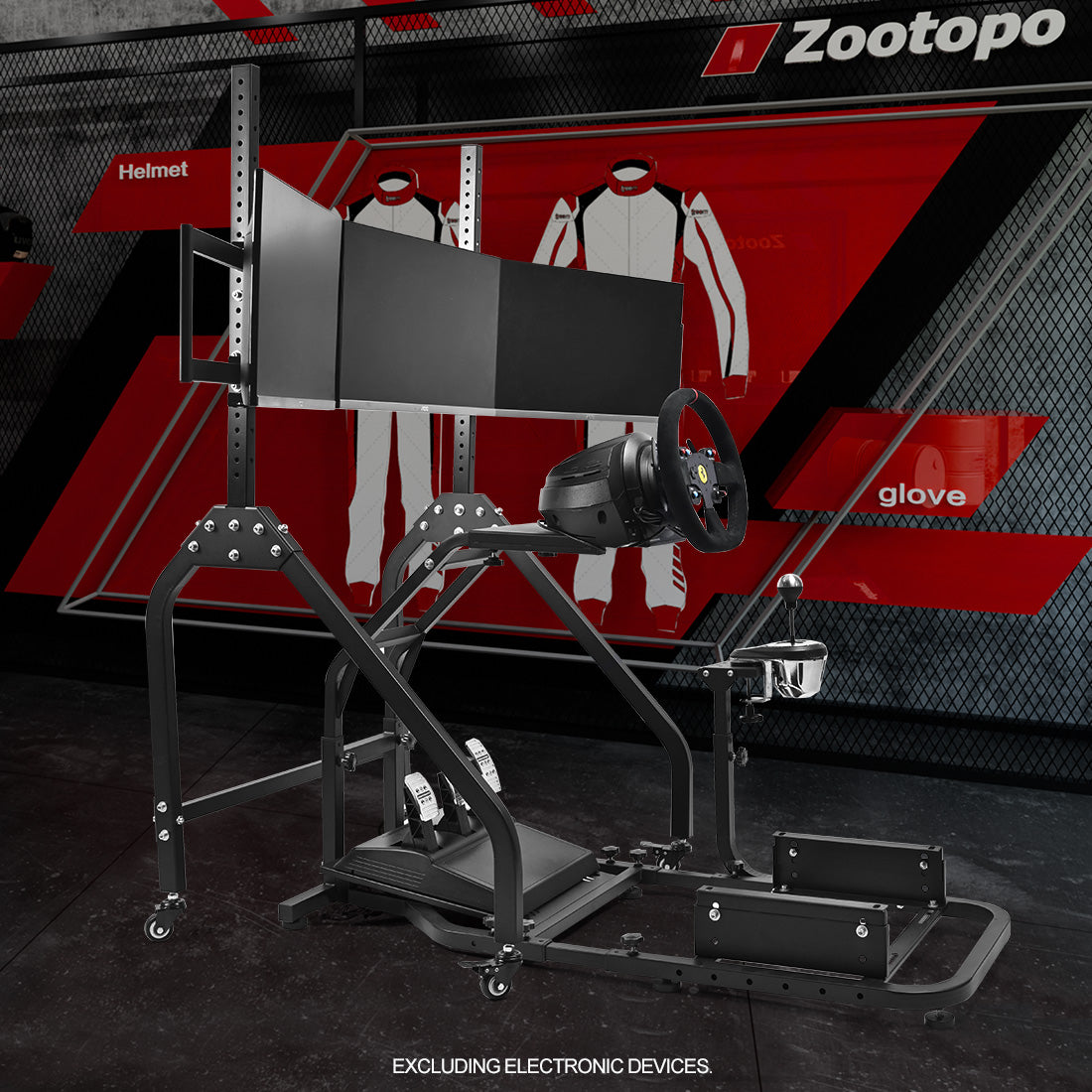 Zootopo Adjustable Racing Sim Cockpit with Triple Monitor Stand Unobstructed Design for Both Legs Fit for Logitech/Thrustmaster G29 G923 G25 T80 T150 Racing Wheel Cockpit Not Include Steering Wheel,Pedals,Handbrake
