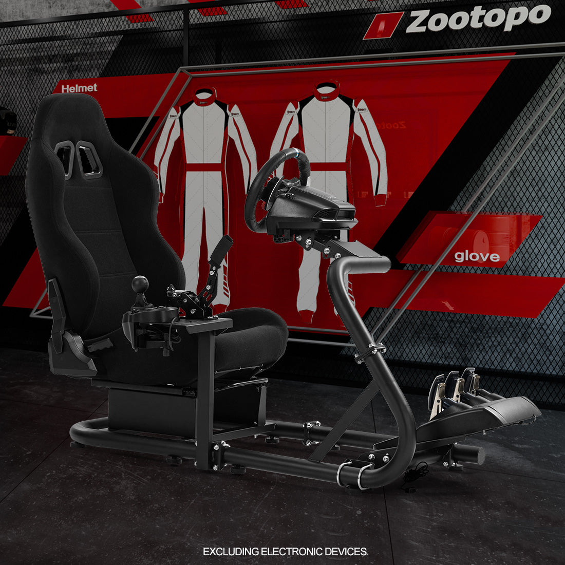 Zootopo Adjustable Racing Cockpit with Black Seat Fit for Logitech,Thrustmaster,G920,T500,Wheel Shifter Pedals Not Included