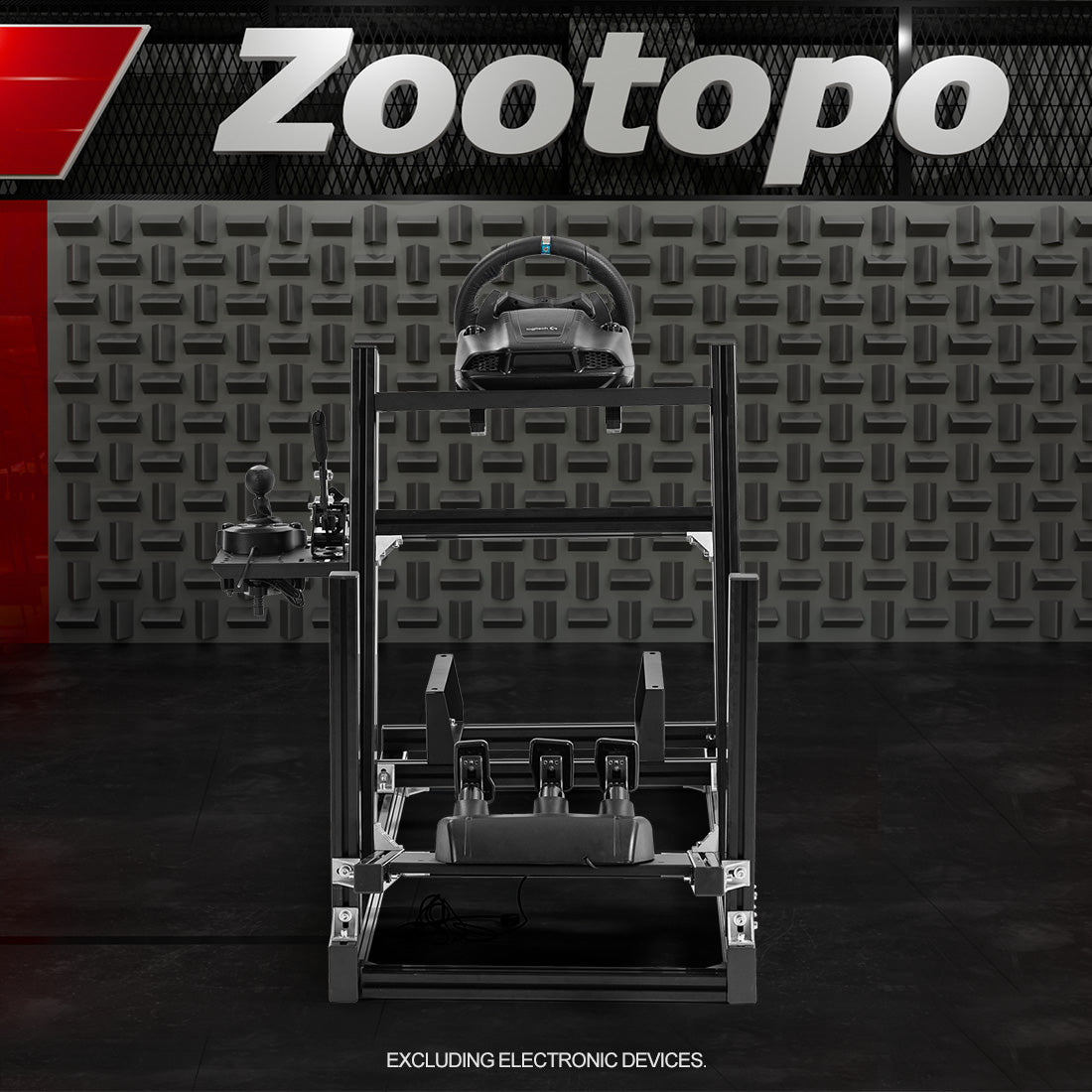 Zootopo 8040 Aluminum Profile Racing Simulaor Cockpit Fit for Logitech/Thrustmaster/Fanatec/Moza G920,G923 Professional&Expandability,F1 Trunk,No Seat,Handbrake,Pedals,Steering Wheel