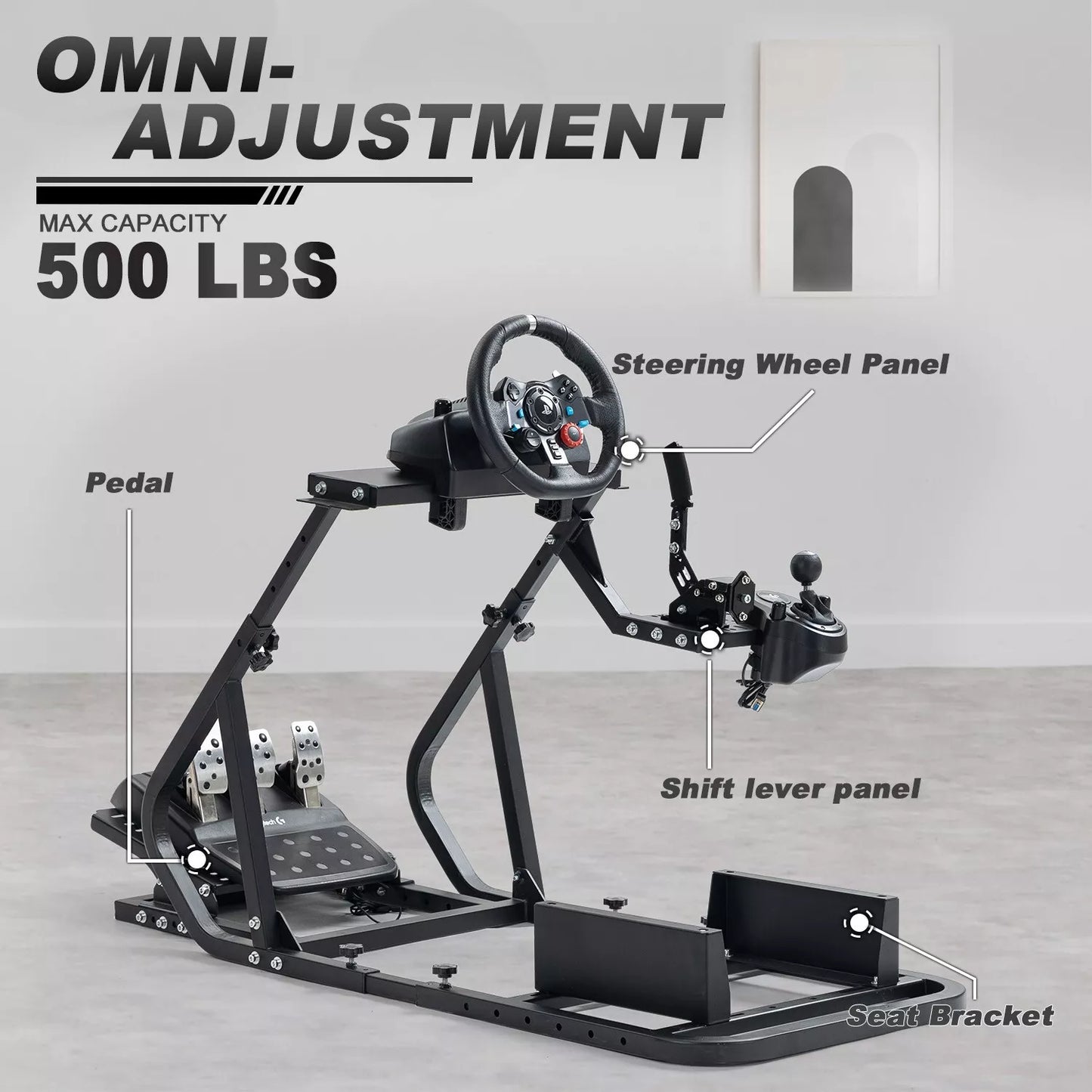Hottoby Sim Racing CockpitWheel Stand Adjustable Fit Logitech G29 G920 Fanatec