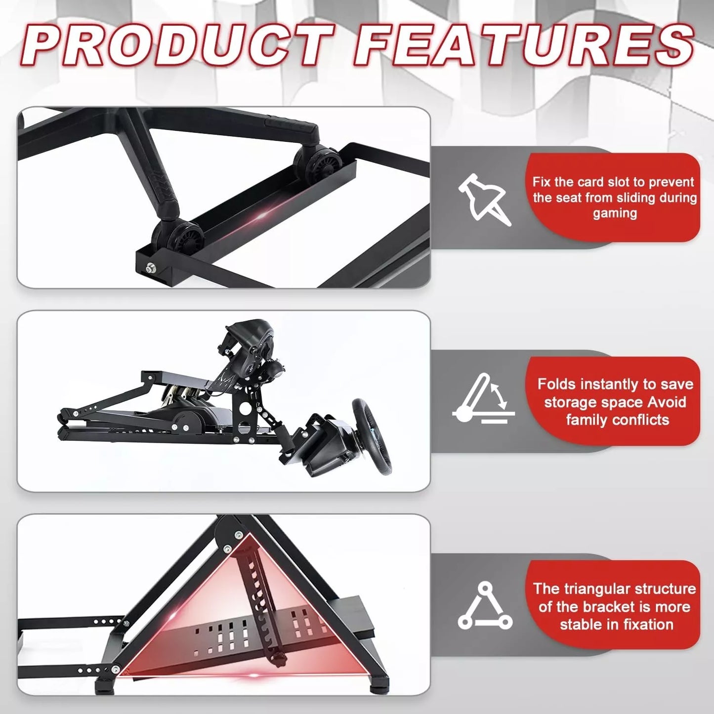 Hottoby Racing Wheel Stand with Seat Fixed Slot Fit Logitech G29 G920 G923 T300