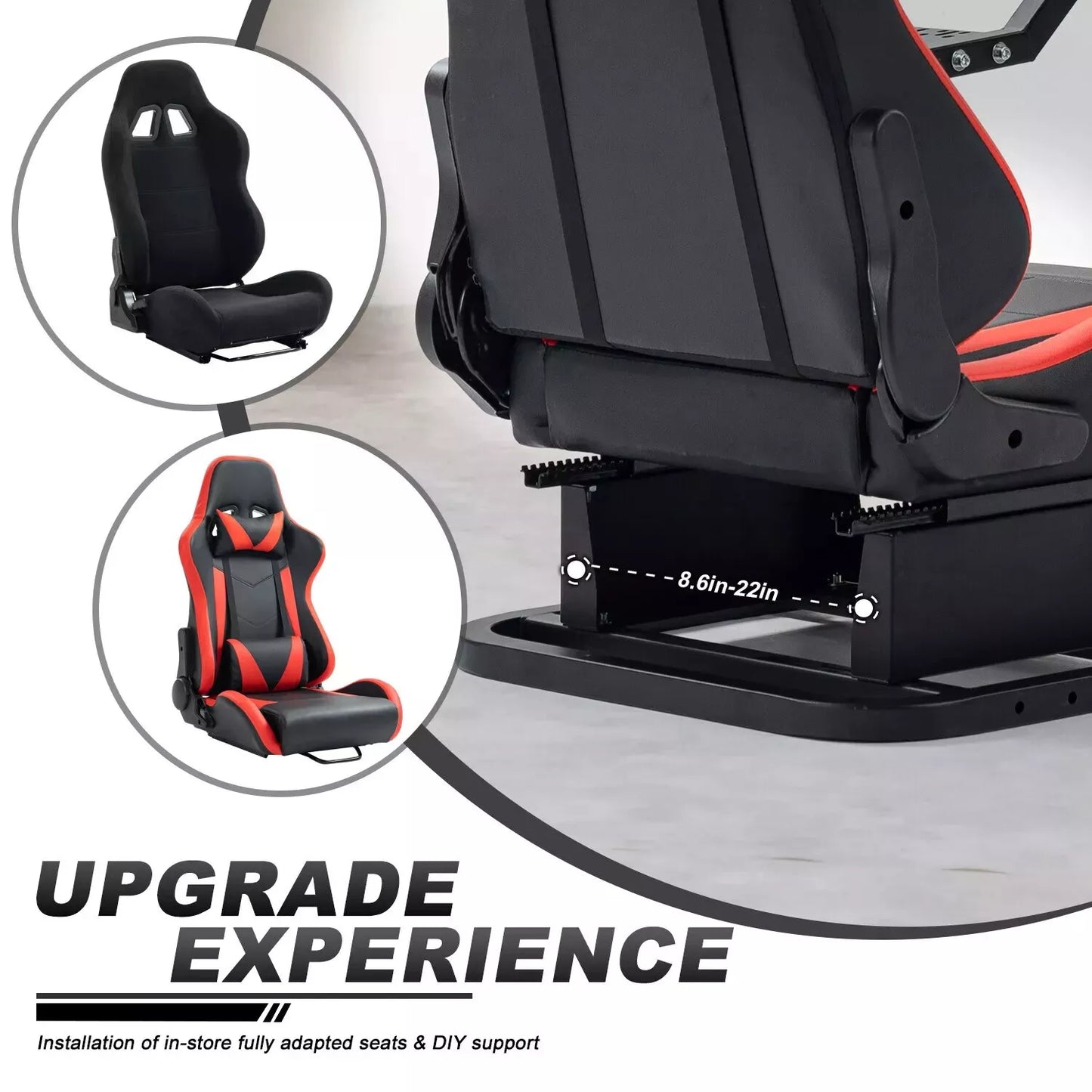 Hottoby Racing Simulator Cockpit with Seat Fit Logitech G923 G29 Fanatec GT-PRO