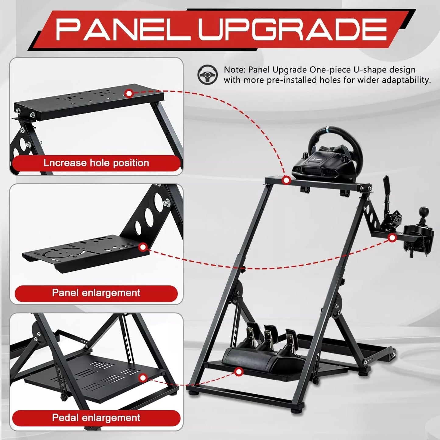 Hottoby Racing Wheel Stand with Seat Fixed Slot Fit Logitech G29 G920 G923 T300