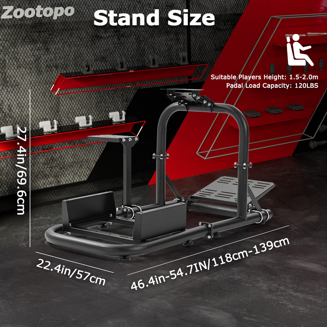 Zootopo Racing Simulator Cockpit 50mm Round Tube Driving Gaming Cockpit Fit for Logitech, Thrustmaster, Fanatec, PC, PS4, Xbox, Seat ,Pedal Wheel Not Included