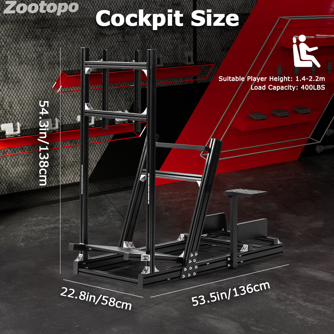 Zootopo 8040 Aluminum Profile Racing Simulator Cockpit with Monitor Frame Fit for Logitech/Thrustmaster/Fanatec G25 G27 G29 G923 T80,F1 Trunk,No Seat,Handbrake,Pedals,Steering Wheel