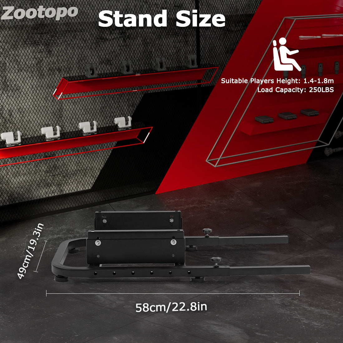 Zootopo Alloy Racing Bracket Accessories, Rear Half of Racing Wheel Stand Adjustable Width and Height of Seat Stand, Racing Simulator Cockpit Seat Mount, Support DIY