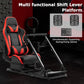 Zootopo Flight Simulator Cockpit with Red Seat Fit for Fanatec/Moza/Logitech X52 PRO/THRUSTMASTER A10,T.16000M FCS Adjustable Versatile,No Joystick,Handbrake,Shifter,Pedals,Steering Wheel,TV Mount