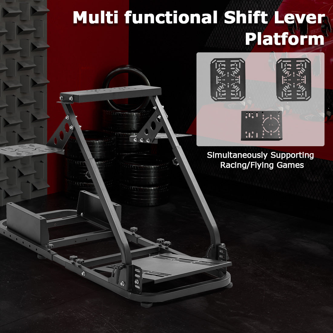 Zootopo Flight Racing Simulator Stand Fit for Fanatec/Moza/Logitech X52 PRO/Thrustmaster A10,T.16000M FCS Adjustable Versatile,No Joystick,Handbrake,Shifter,Pedals,Steering Wheel,TV Mount,Seat