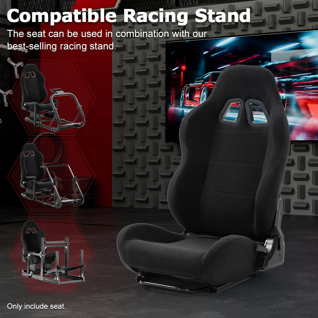 Zootopo Racing Seat with Adjustable Slide Adapt Racing Wheel Stand for Logitech G25 G27 G29 G920 Thrustmaster T80 T150 T300 T500 T300RS T500RS T-GT Racing Wheel Shifter and Pedals