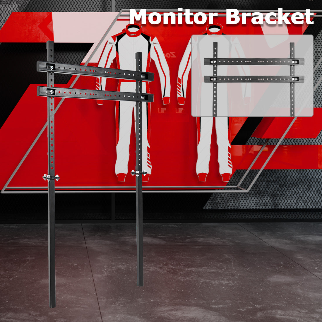Zootopo Simulator Monitor Mount Fit for Multi-Brand Cockpit Mountable 32-55 inchs Display,Height Adjustable,NO TV,Steering Wheel,Shift Lever,Pedals,Seat and Race Frame