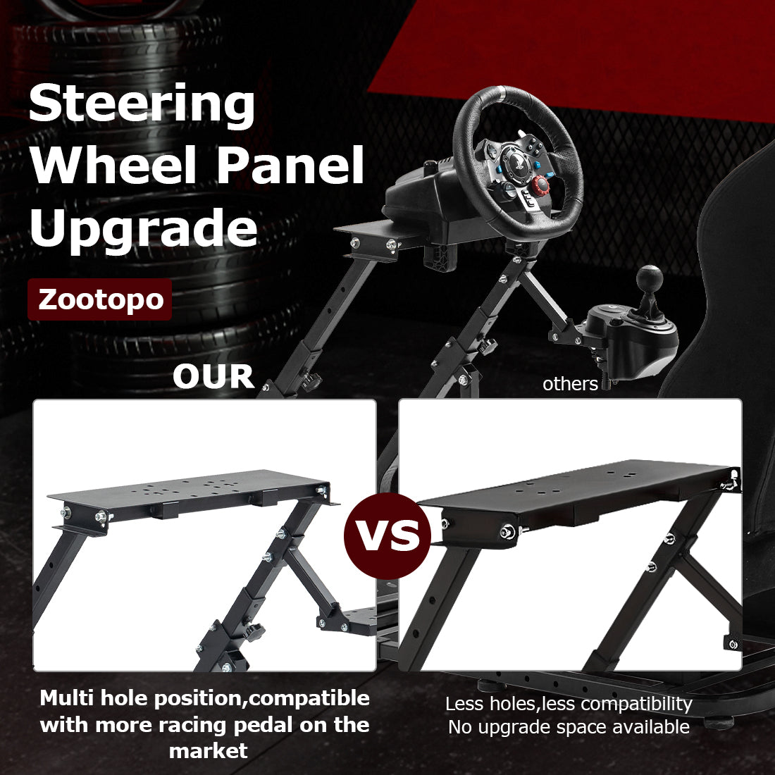 Zootopo Racing Simulator Cockpit with Black Seat Fit for Logitech G923/G29/G920, Thrustmaster, Fanatec,  Unlimited Adjustment,Not Included Shifter,Wheel,Pedals