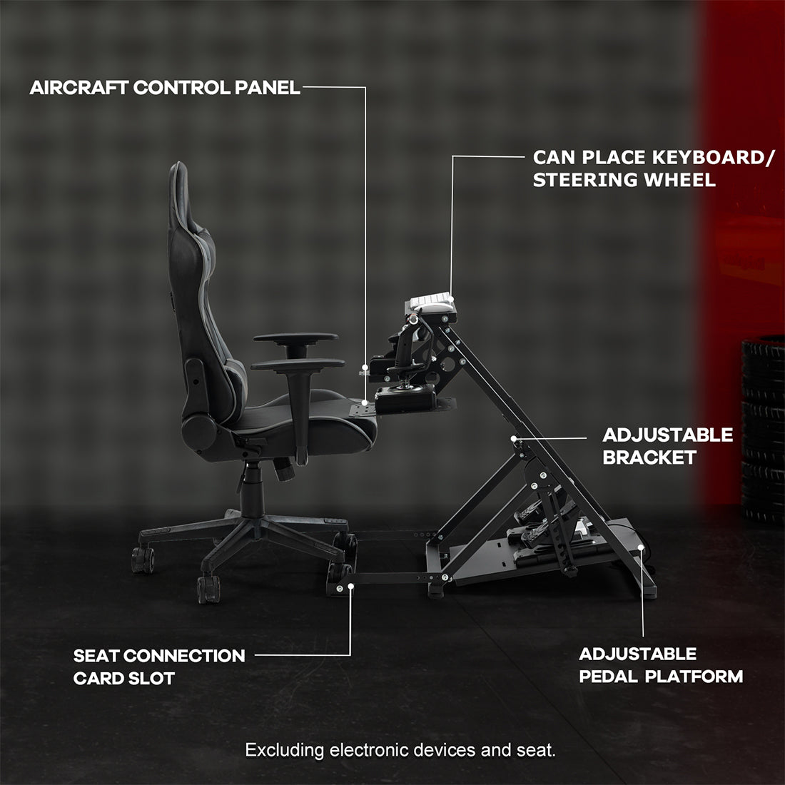 Zootopo Foldable Flight Simulation Cockpit with Fixed Slot Fit for Logitech/Thrustmaster/Hotas Warthog/Fanatec,  Adjustable Fight Sim Mount Pedals, Steering Wheel Not Included