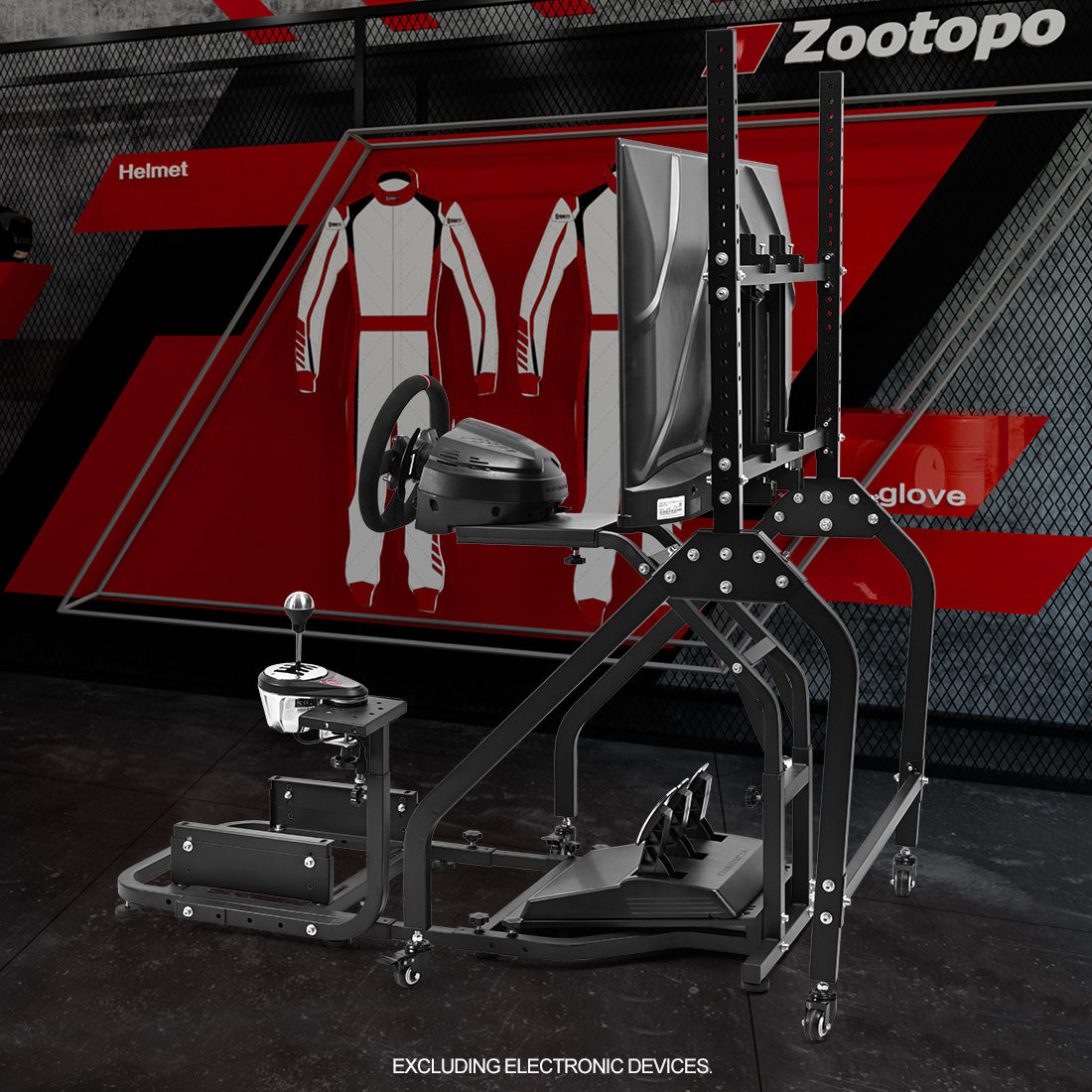 Zootopo Adjustable Racing Sim Cockpit with Monitor Stand Unobstructed Design for Both Legs Fit for Logitech/Thrustmaster G29 G923 G25 T80 T150 Racing Wheel Cockpit Not Include Steering Wheel,Pedals,Handbrake