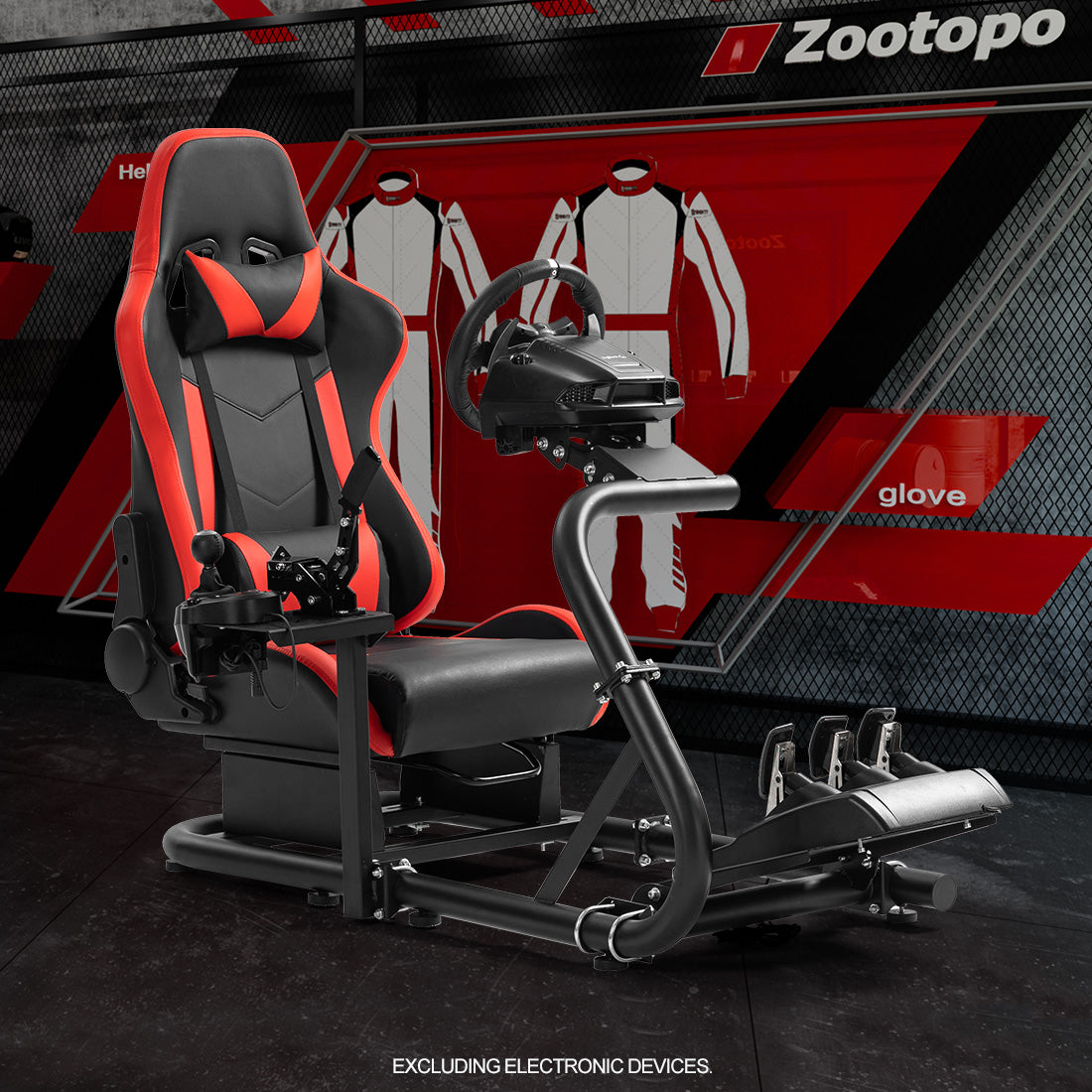 Zootopo Adjustable Racing Cockpit Red Seat Fit for Logitech, Thrustmaster,G923,G920,Wheel Shifter Pedals Not Included