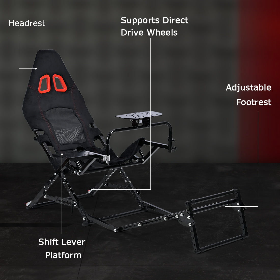 Zootopo Foldable X-Design Rig Racing Simulator Cockpit Frame  With Seat- Direct Drive Compatible Fit for Logitech/Thrustmaster/Fanatec G29 G920 G923 T248 T300 Not Included Wheel Shifter and Pedals