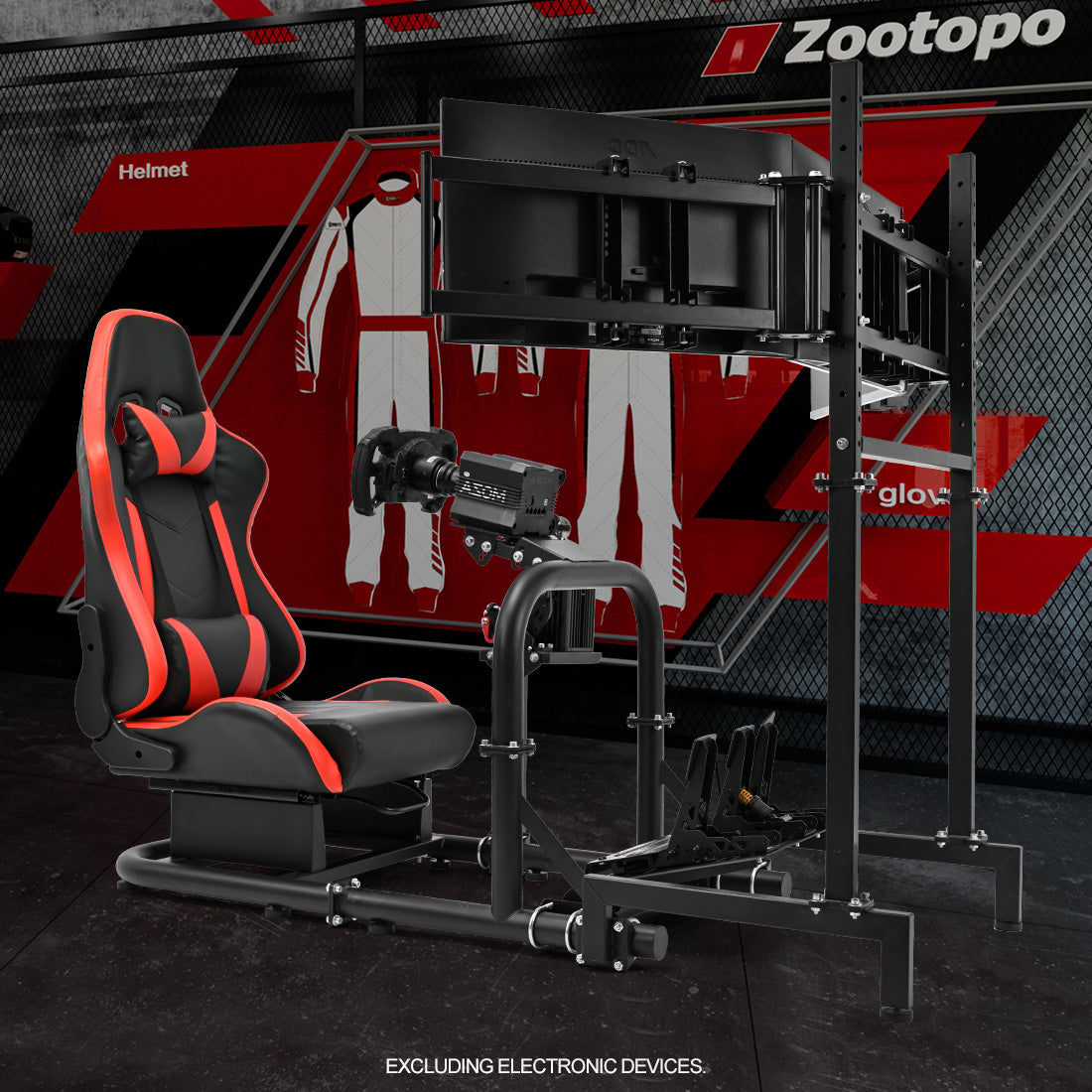 Zootopo Racing Sim Cockpit with Triple Monitor Mount and Seat Fits for Logitech/Thrustmaster/Fanatec/Moza G29 G920 G923 CSL-DD T248 Without Steering Wheel, Pedals ,TV and Shifter
