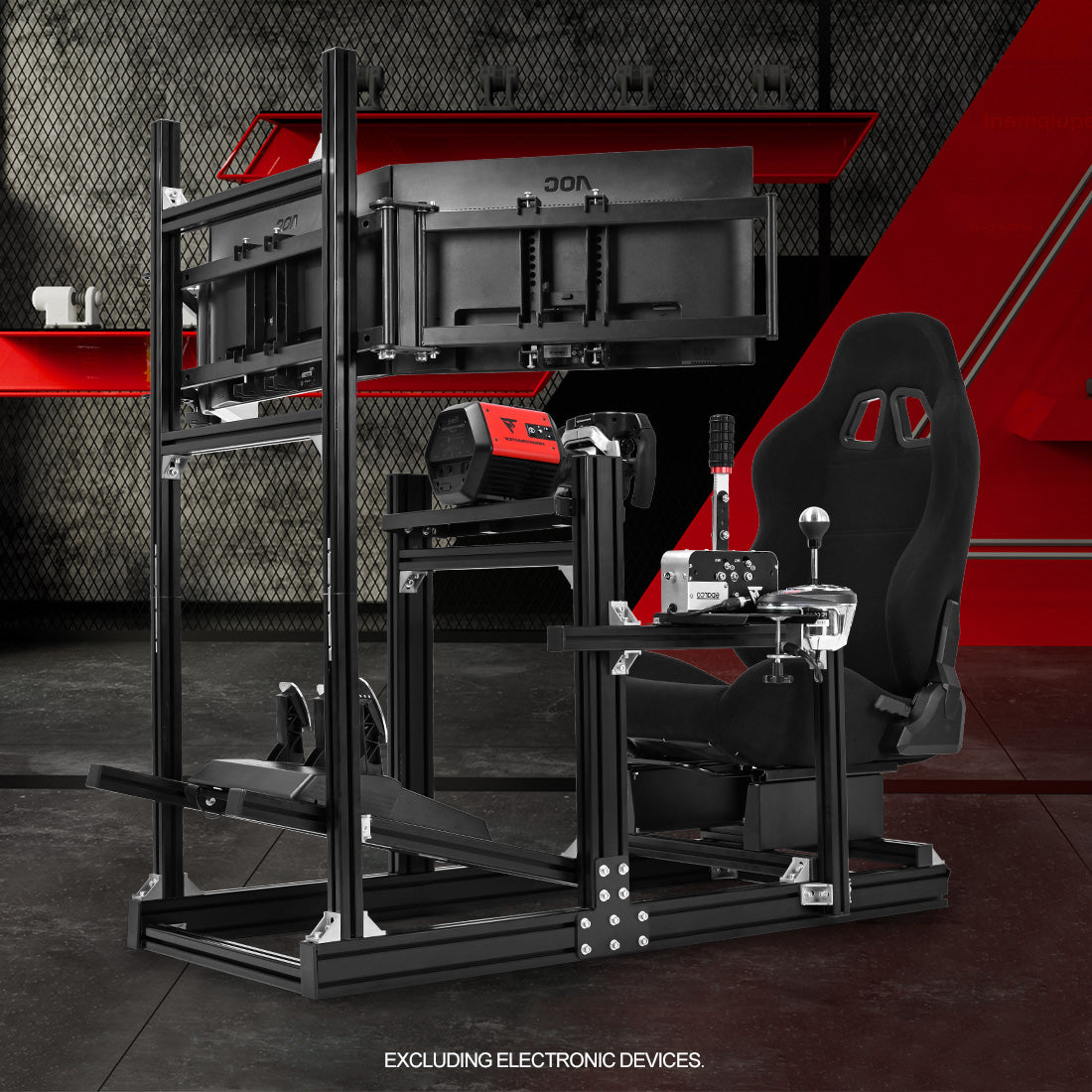 Zootopo 8040 Aluminum Profile Racing Sim Cockpit with Triple Monitor Stand Fit Logitech G923 G920, Adjuatable Gaming Simulator Cockpit with Black Seat Not Include Steering Wheel,Pedals,Handbrake