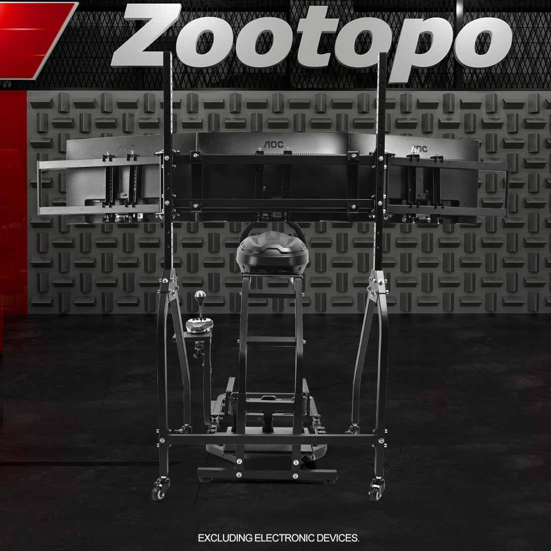 Zootopo Adjustable Racing Sim Cockpit with Triple Monitor Stand Unobstructed Design for Both Legs Fit for Logitech/Thrustmaster G29 G923 G25 T80 T150 Racing Wheel Cockpit Not Include Steering Wheel,Pedals,Handbrake