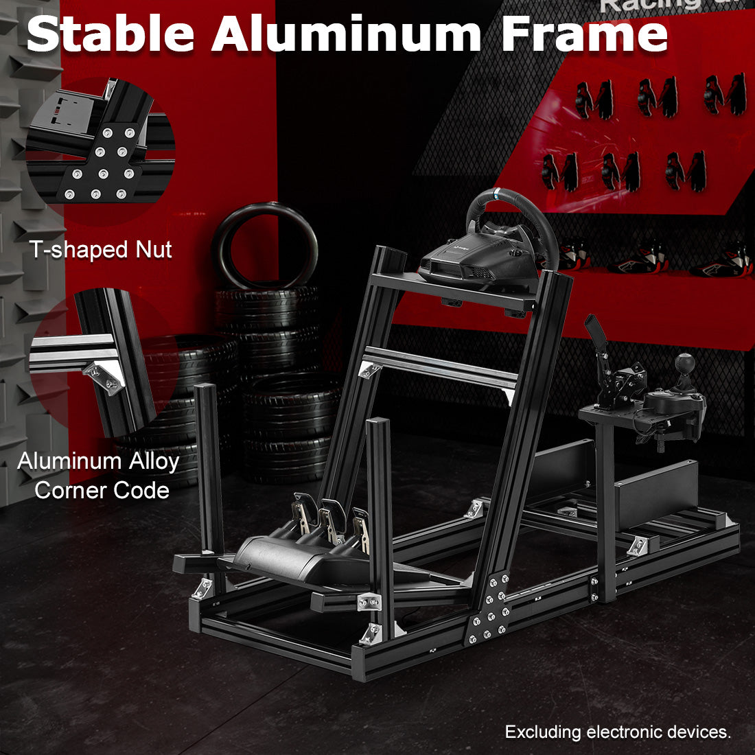 Zootopo 8040 Aluminum Profile Racing Simulaor Cockpit Fit for Logitech/Thrustmaster/Fanatec/Moza G920,G923 Professional&Expandability,F1 Trunk,No Seat,Handbrake,Pedals,Steering Wheel
