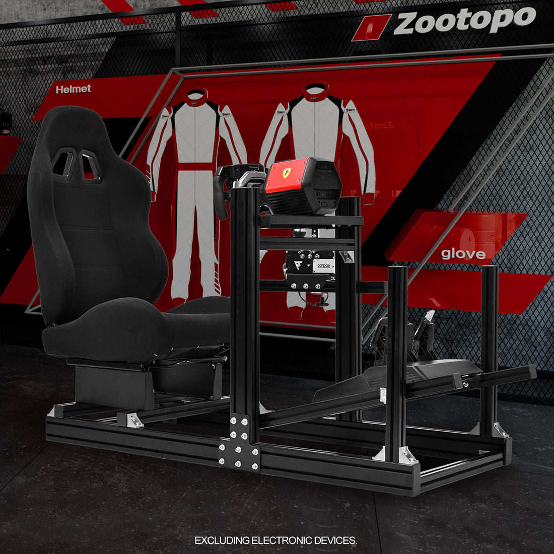 Zootopo 8040 Aluminum Profile Racing Sim Cockpit with Black Seat Fit Logitech G923 G920, Adjuatable Driving Simulator Cockpit Not Include Steering Wheel,Pedals,Handbrake