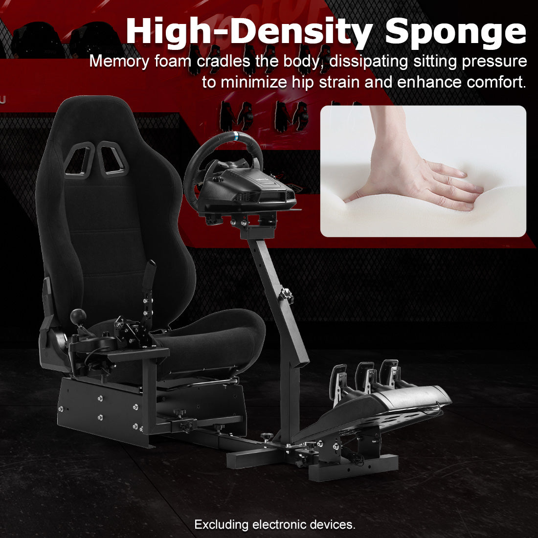 Zootopo Racing Simulator Cockpit with BlackSeat Multi-level Adjustment Fit for Logitech/Thrustmaster/Fanatec G29,G920,G923&T300RS&CSL-DD One-Piece Cockpit,Wheel,Handbrake and Pedals Not Included