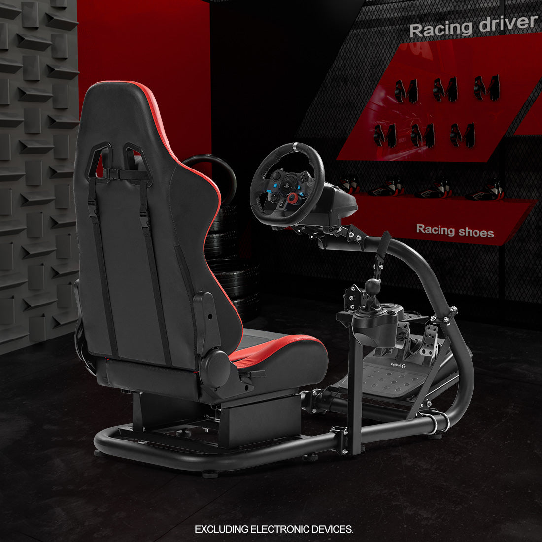 Zootopo Adjustable Racing Cockpit Red Seat Fit for Logitech, Thrustmaster,G923,G920,Wheel Shifter Pedals Not Included