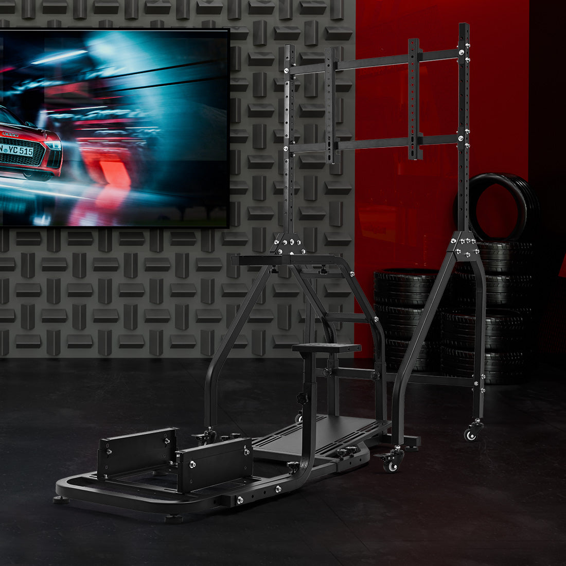 Zootopo Adjustable Racing Sim Cockpit with Monitor Stand Unobstructed Design for Both Legs Fit for Logitech/Thrustmaster G29 G923 G25 T80 T150 Racing Wheel Cockpit Not Include Steering Wheel,Pedals,Handbrake