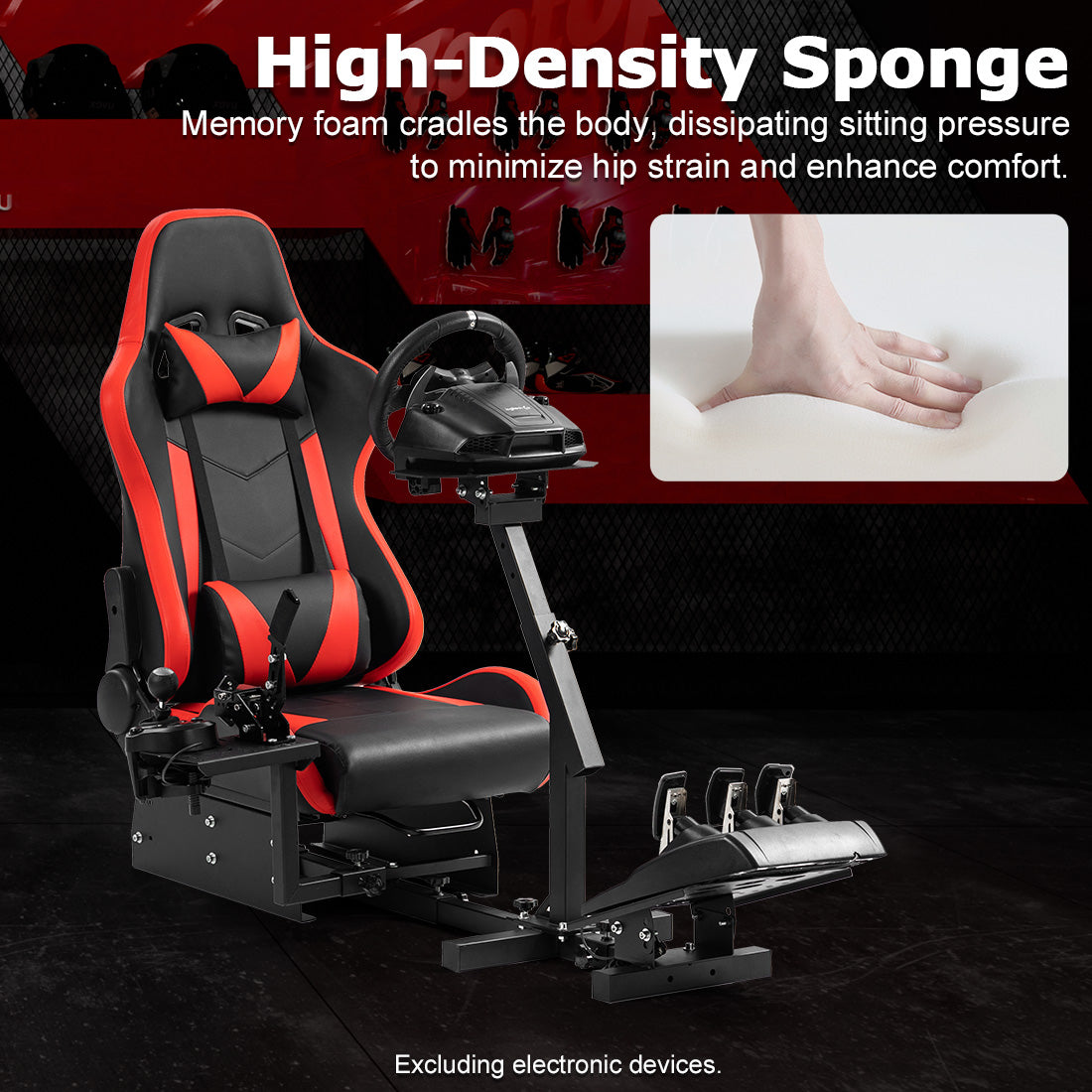 Zootopo Racing Simulator Cockpit with Red Seat Multi-level Adjustment Fit for Logitech/Thrustmaster/Fanatec G29,G920,G923&T300RS&CSL-DD One-Piece Cockpit,Wheel,Handbrake and Pedals Not Included