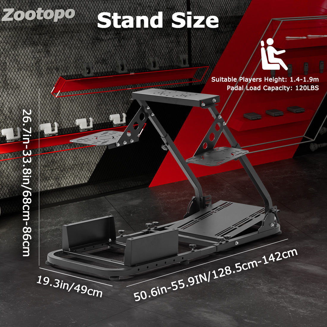 Zootopo Flight Racing Simulator Stand Fit for Fanatec/Moza/Logitech X52 PRO/Thrustmaster A10,T.16000M FCS Adjustable Versatile,No Joystick,Handbrake,Shifter,Pedals,Steering Wheel,TV Mount,Seat